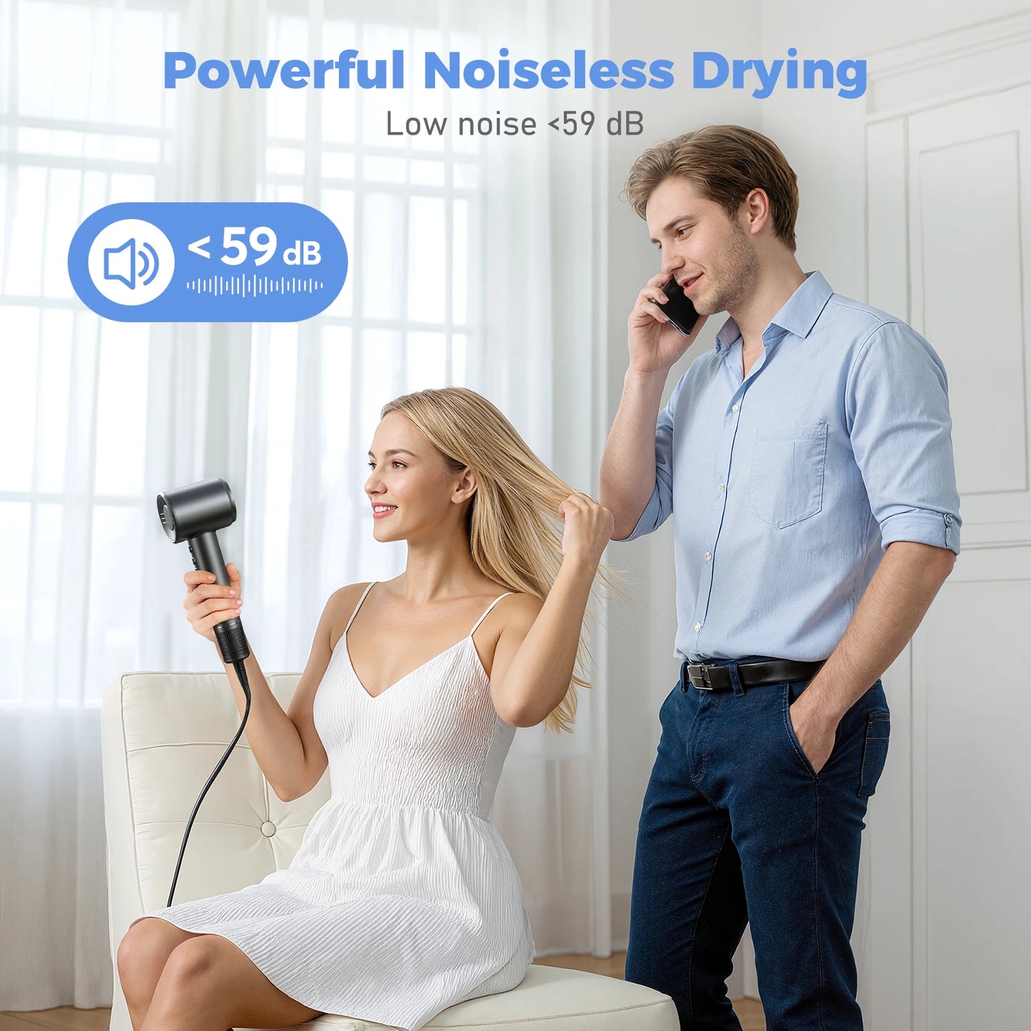 LYSMOSKI Hair Dryer With Negative Ionic Brushless Motor