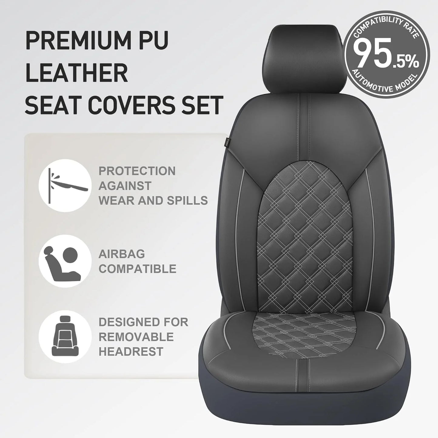 Universal Waterproof Car Seat Covers Full Set With Split Bench