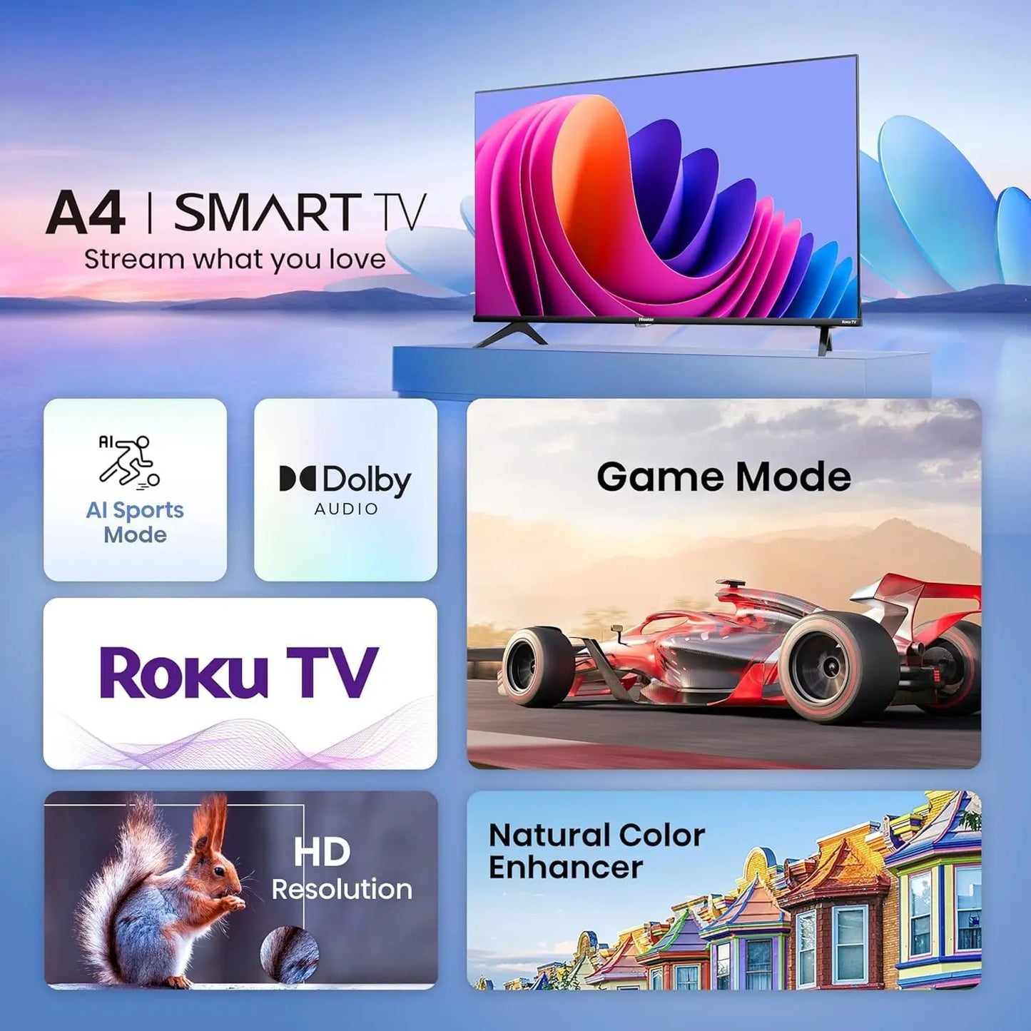 Smart TV With Roku Alexa Google Assistant Dolby Audio Bezel