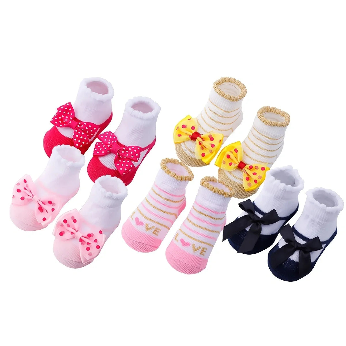 NONECN Unisex Cotton Non Slip Baby Toddler Socks Floral Print