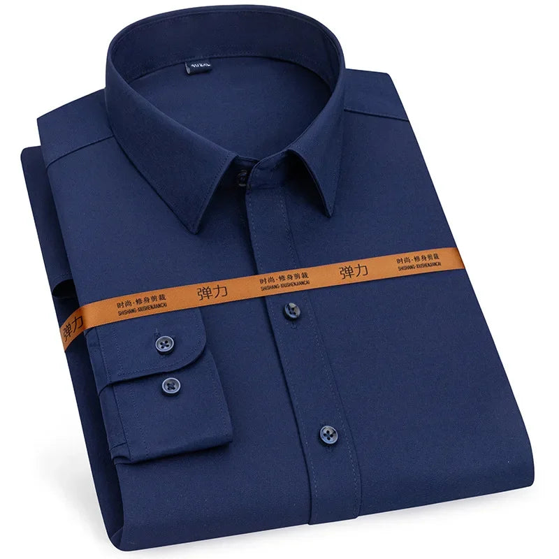 Men's Slim Fit Breathable Dress Shirt Long Sleeve Business Casual