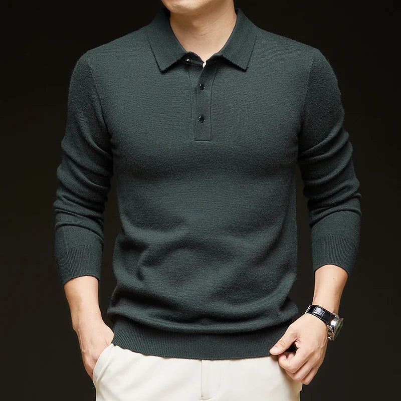 Men's Wool Crewneck Knit Pullover Sweater for Autumn and Winter