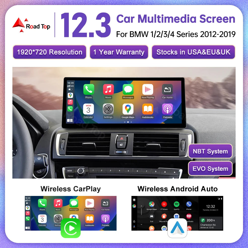 Road Top Ultra Touch Screen CarPlay Android Auto for BMW