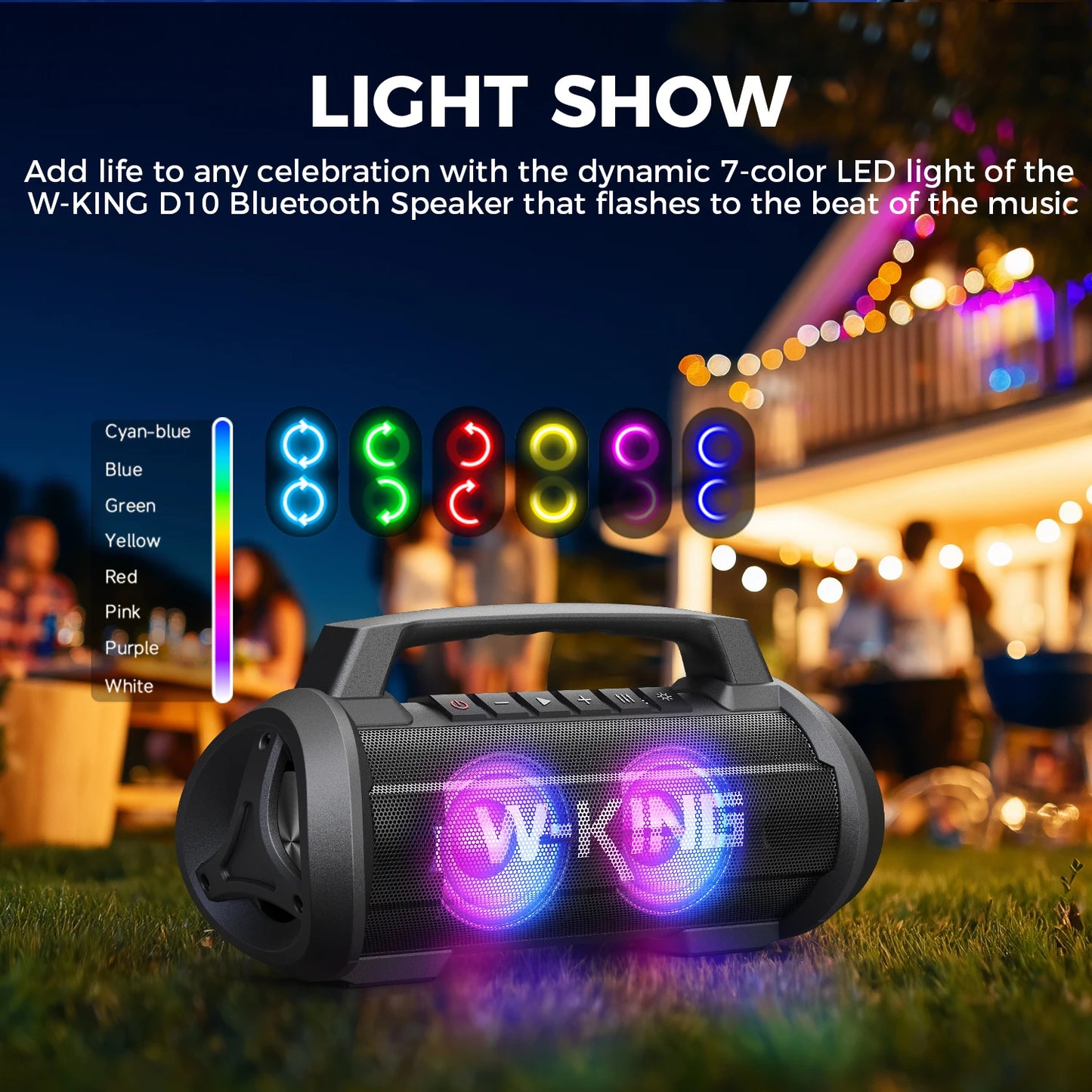 W-KING D10MIC 70W Bluetooth Portable Speaker IPX6 Waterproof Bass Boost