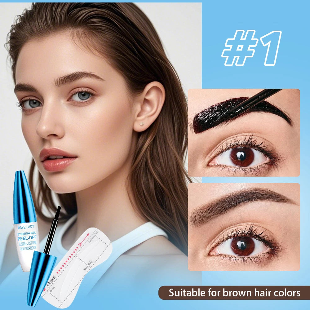 Rave Lady Tear-Off Eyebrow Glue Natural Dye Waterproof Lasting Fasting-Dry One-Step Coloring Tint Liquid Cosmetic Tattoo Eyebrow