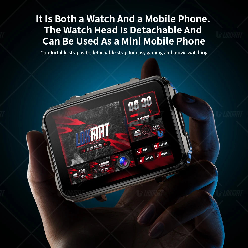 LOKMAT Android Smartwatch Phone 4G Calls Square Big Screen