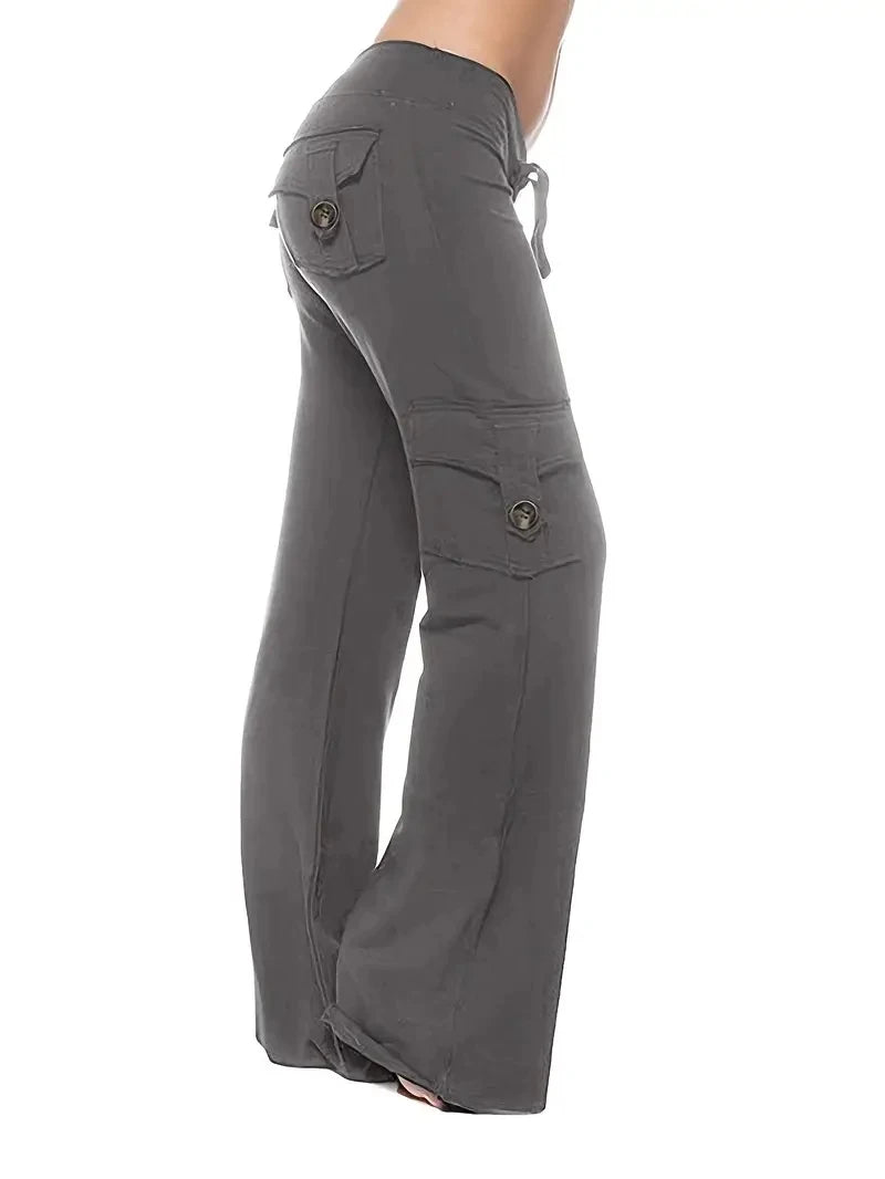 Women's wide-leg drawstring joggers Loose-fit sports trousers with fleece lining Casual waistband trousers with pockets