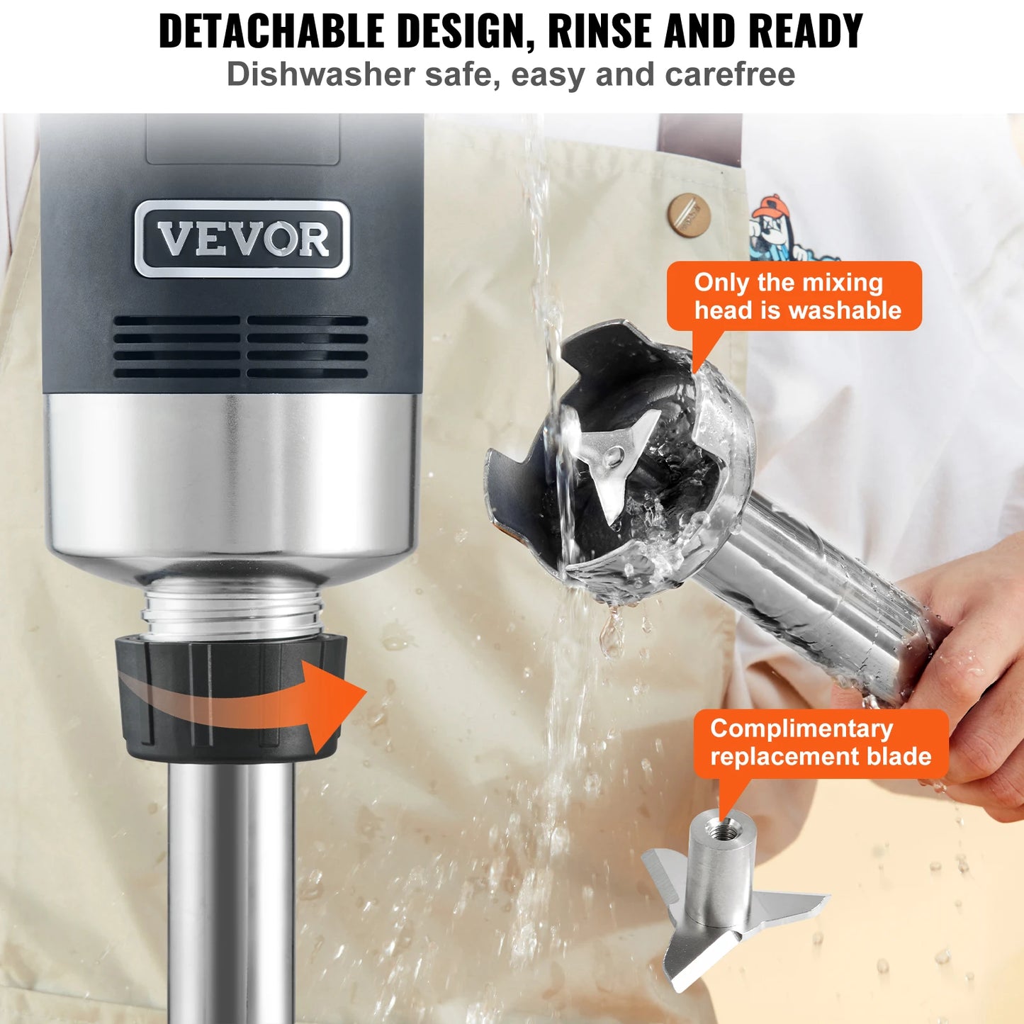 VEVOR Commercial Immersion Blender Heavy Duty Hand Mixer For Soup