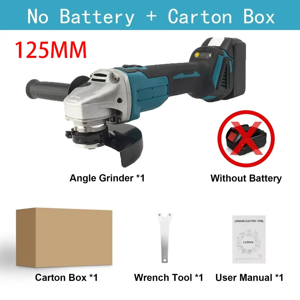125mm Brushless Angle Grinder Cordless Electric Angle Grinder Power Tool Polishing Cutting Machine for Makita 18V Battery Pin