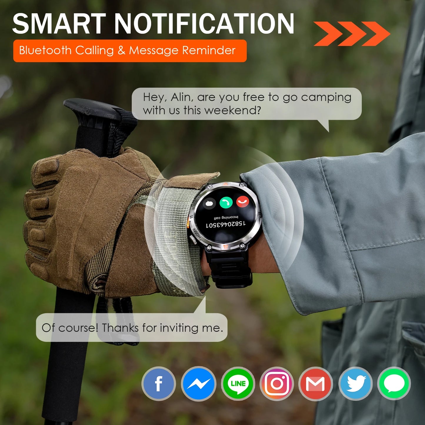 EIGIIS KE3 Bluetooth Call Smartwatch For Men Touch Screen
