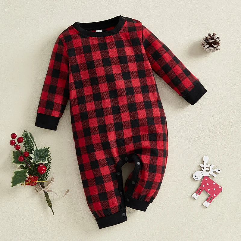 Family Matching Christmas Pajama Set Plaid Print Sleepwear