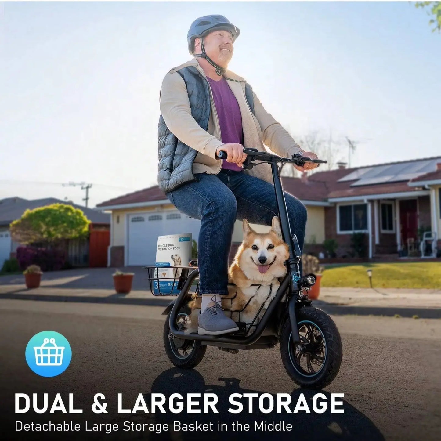 Gyroor Foldable Electric Scooter With Basket For Pet Daily Commute