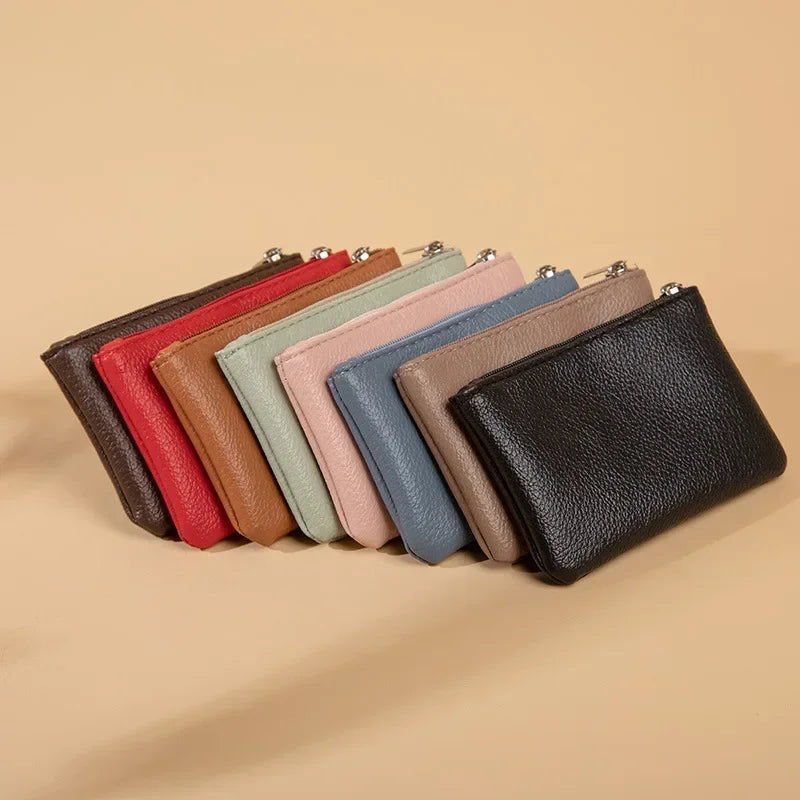 Women's Small Coin Wallet Zipper Card Purse PU Leather Bag