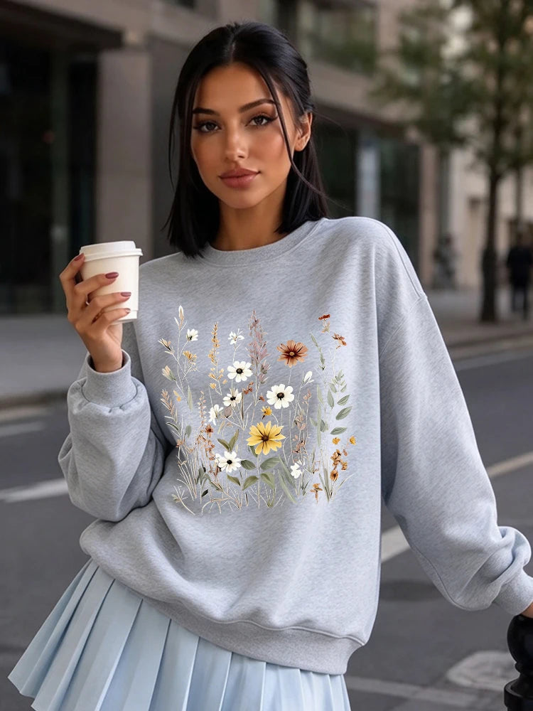 Autumn Holiday Sweatshirt Halloween Sweatshirt Fun Print Crewneck Sweatshirt Lightweight Bohemian Style Long Sleeve Pullover Top Birthday Gift For Women