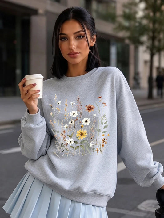 Autumn Holiday Sweatshirt Halloween Sweatshirt Fun Print Crewneck Sweatshirt Lightweight Bohemian Style Long Sleeve Pullover Top Birthday Gift For Women