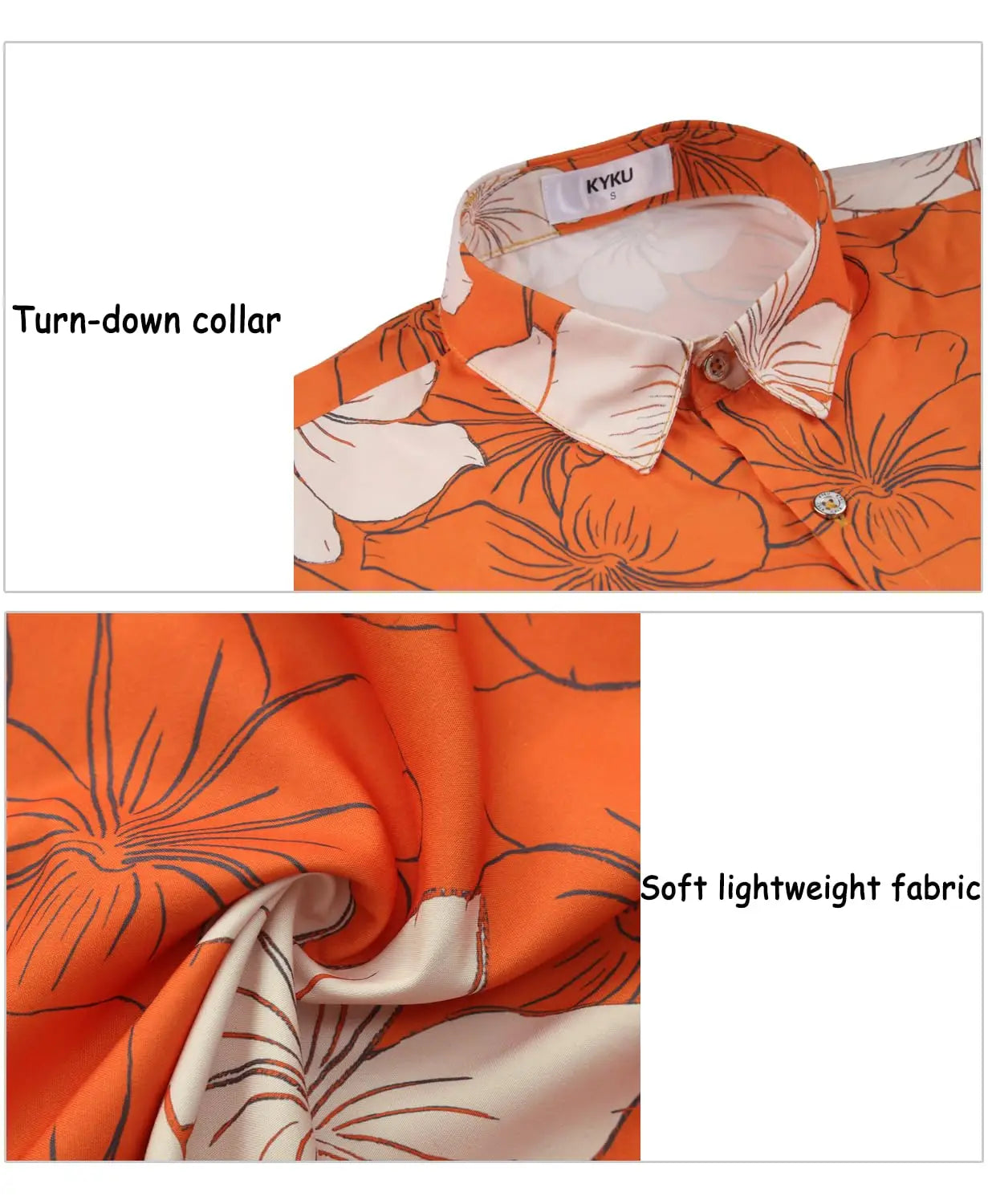 KYKU Hawaiian Shirt For Men Beach Vacation Button-Down Short Sleeve