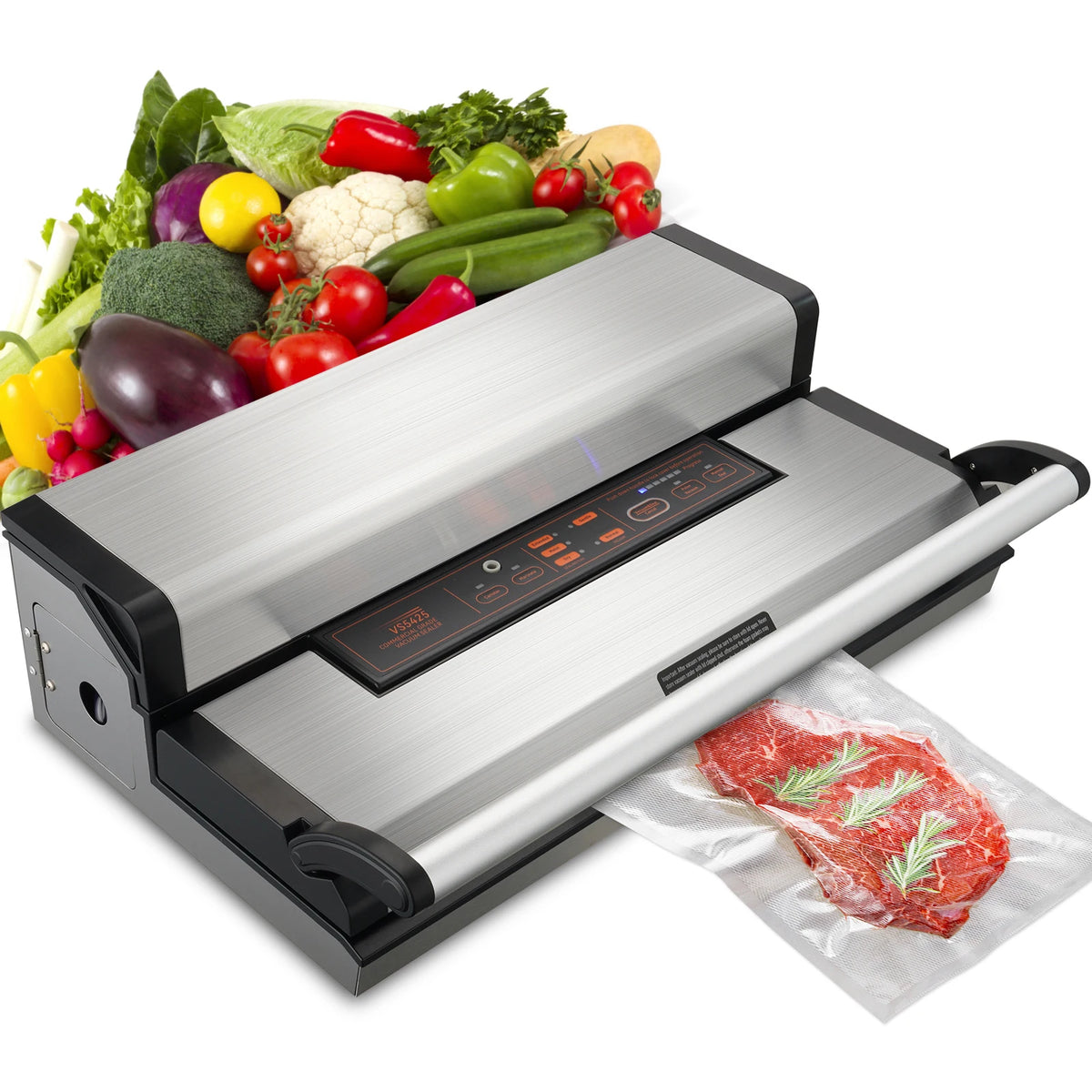 Automatic Commercial Vacuum Sealer Machine With Bag Roll Storage Cutter