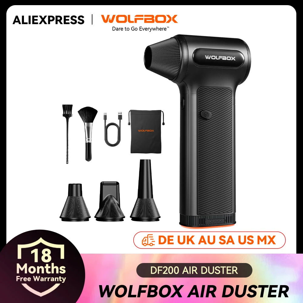 WOLFBOX Wireless Electric Air Duster Fan 3 Speed Adjustable Portable