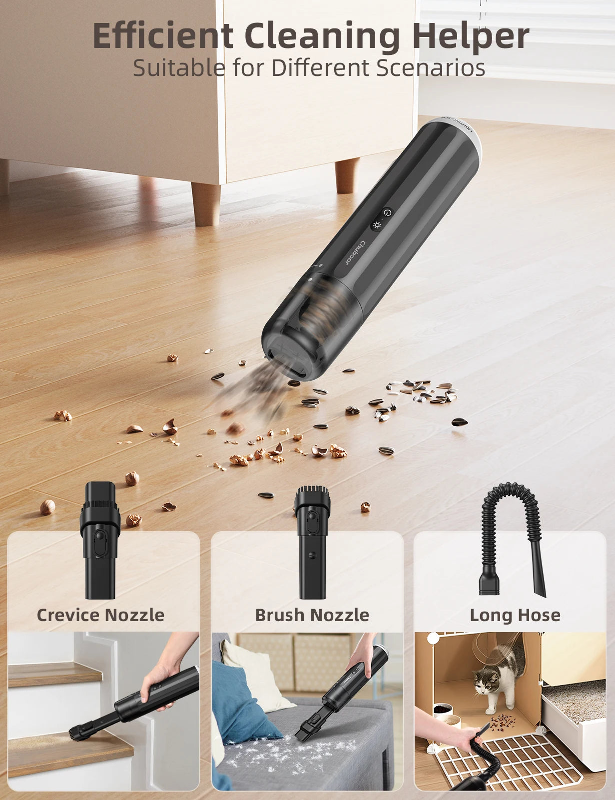 Chuboor 13000Pa Wireless Handheld Car Vacuum Cleaner Strong Suction Portable