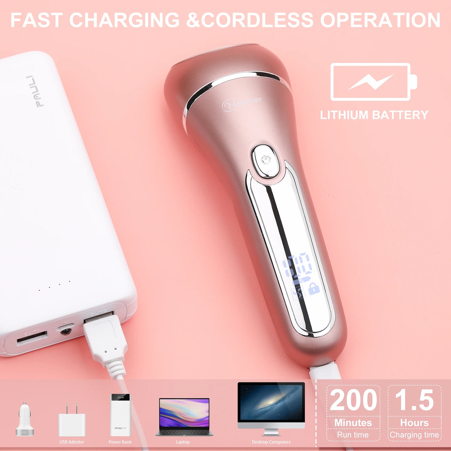 Hatteker 3 in 1 Epilator for Women USB Rechargeable Hair Removal