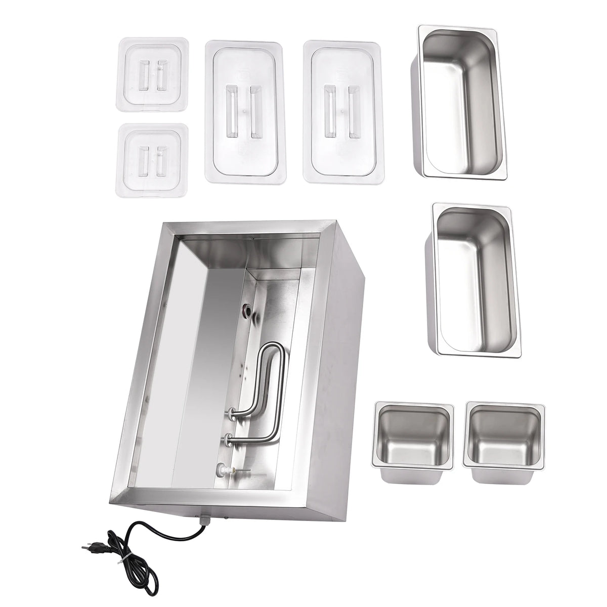 Commercial Electric Stainless Steel Food Warmer with Pans and Lids