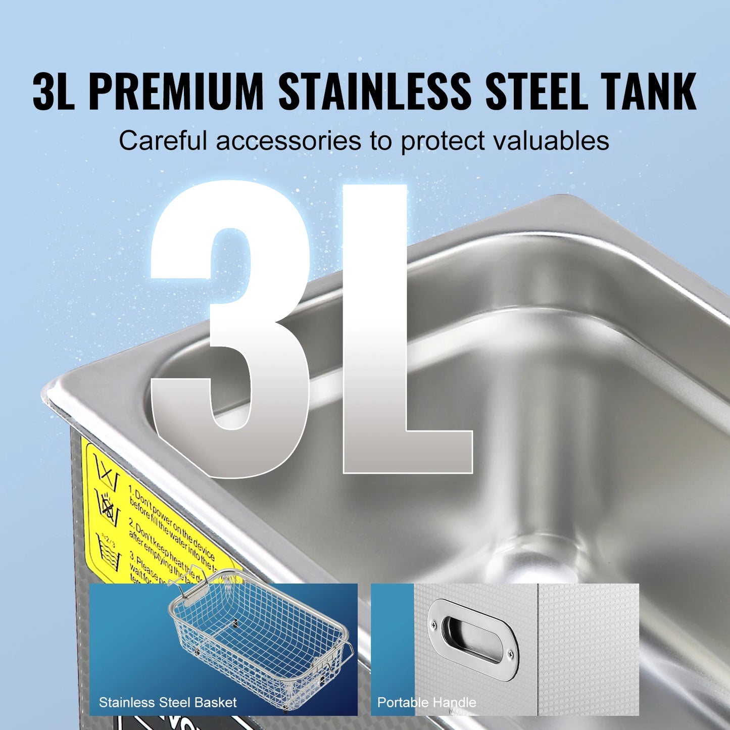 Succebuy Ultrasonic Cleaner Stainless Steel Home Cleaning Appliance