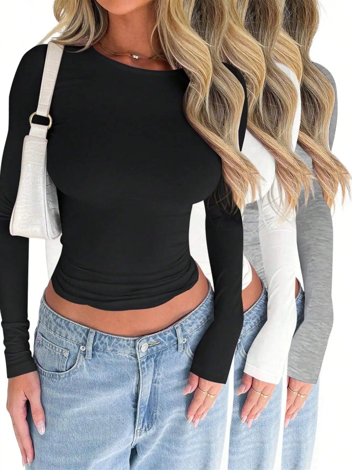 Womens Fitted Short Sleeve Round Neck Casual T Shirt
