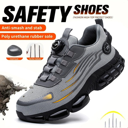 Breathable Lace Free Safety Shoes Anti Smash Puncture Labor