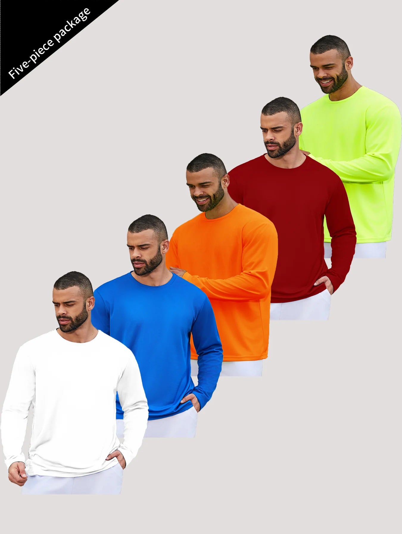 NONECN Men's Running Speed Dry Long Sleeve Shirt for Sports
