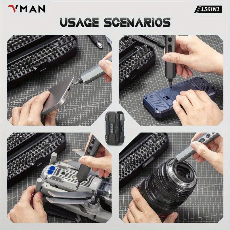VMAN Superior Mini Electric Screwdriver Set With Magnetic Precision ComponentsPlus