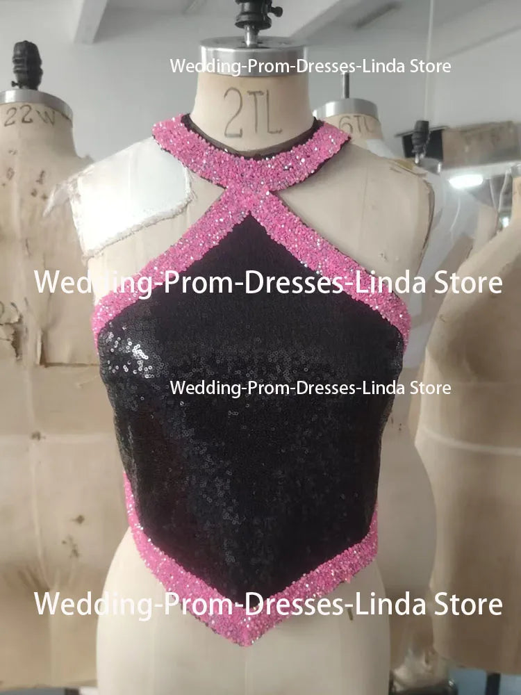 Built-In Bra Sequin Two Piece Cocktail Dress
