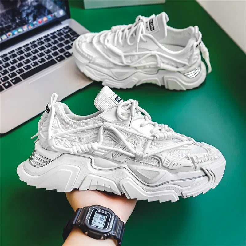 Men's Casual Mesh Sneakers Thick Sole Comfort Leisure Shoes