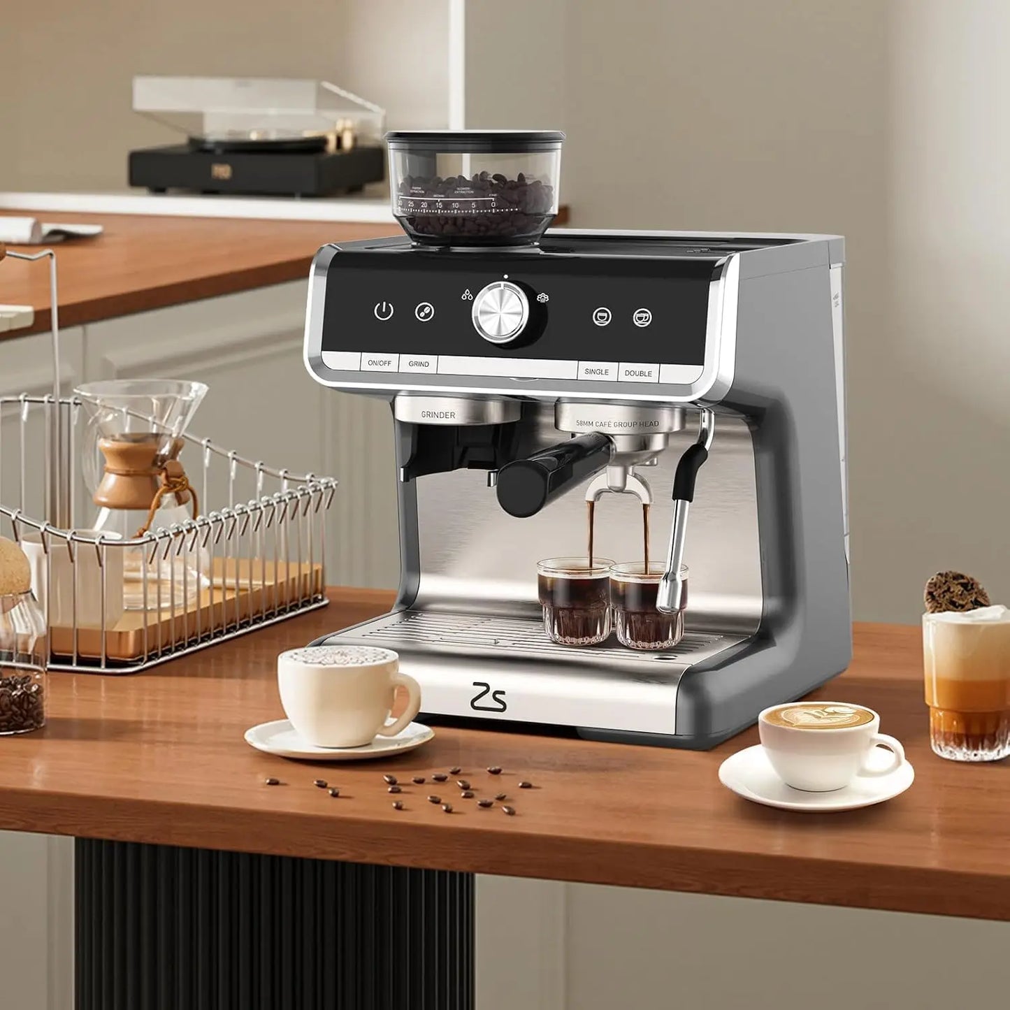 Acekool 20 Bar Espresso Machine With Grinder For Latte Cappuccino