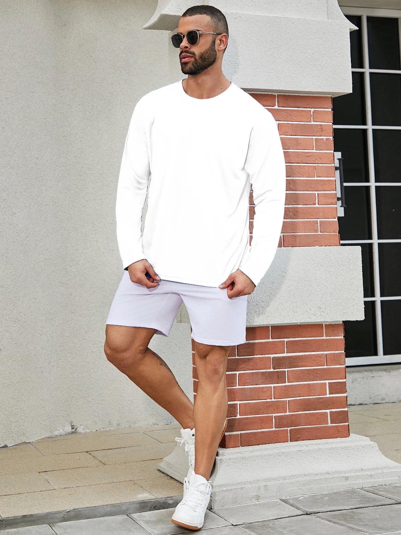 NONECN Men's Running Speed Dry Long Sleeve Shirt for Sports