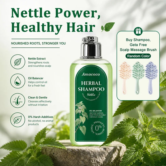 Amococo 3 Piece Nettle Shampoo For Oily Hair Scalp Care