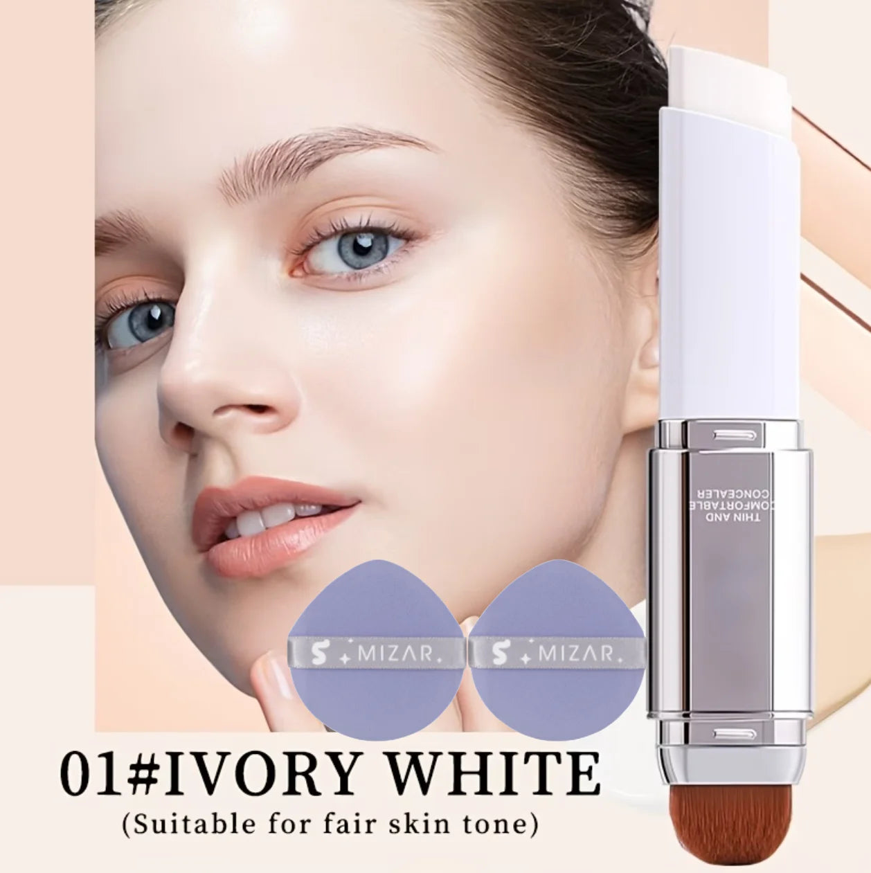 Color Changing Concealer Foundation Stick Dual Ended With Puffs