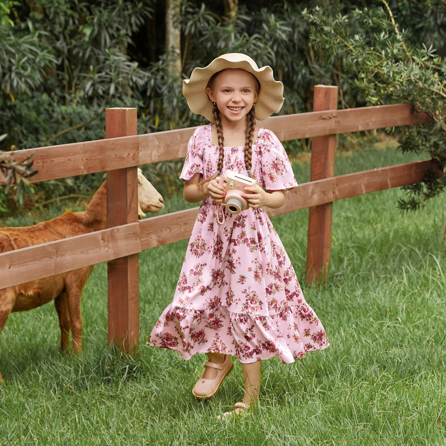 PATPAT Family Matching Floral Square Neck Dress For Mother Daughter