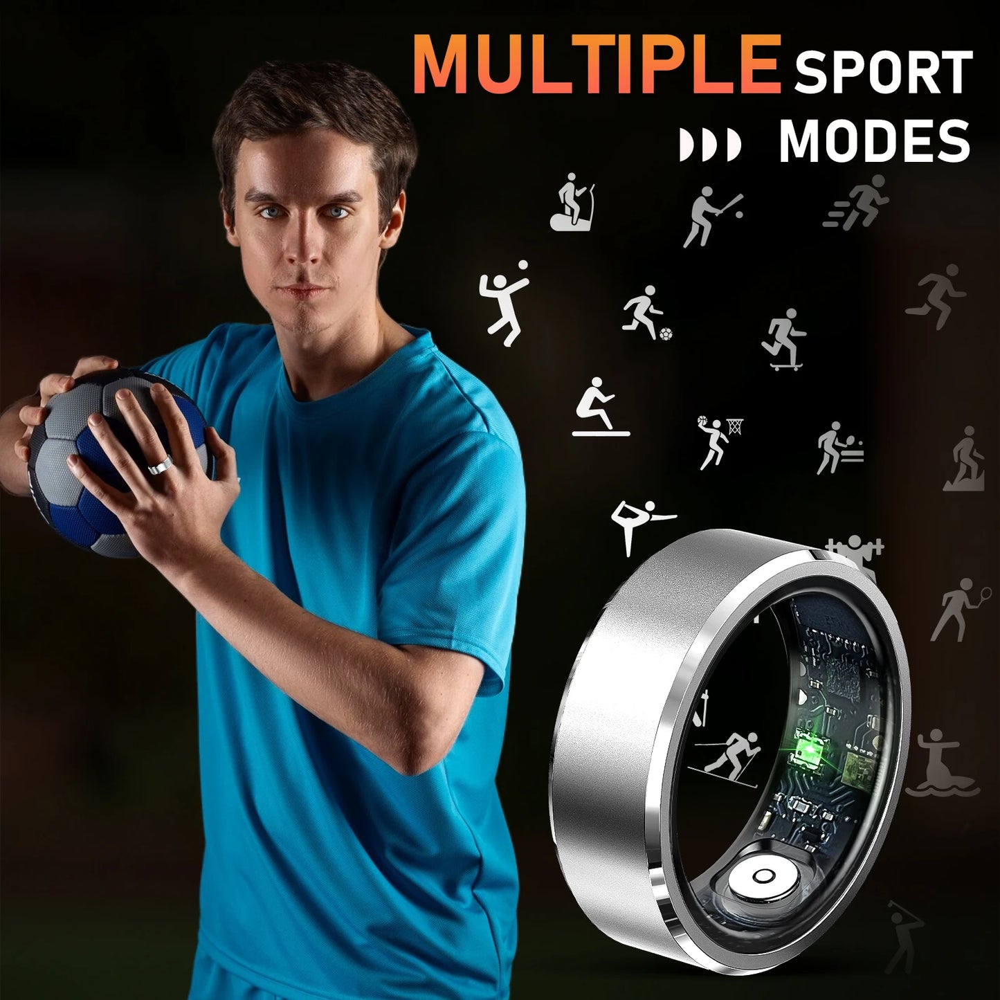 LaNikar R5 Smart Ring Blood Oxygen Heart Rate Monitor MultiSport