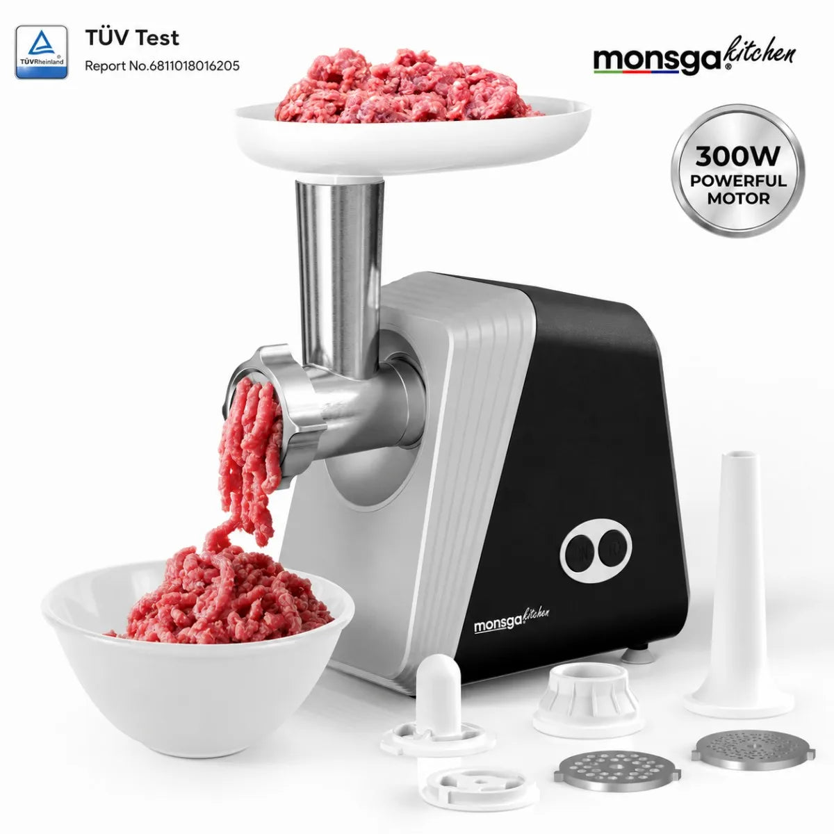 Erabros Electric Meat Grinder With Sausage Stuffer And Reverse Function