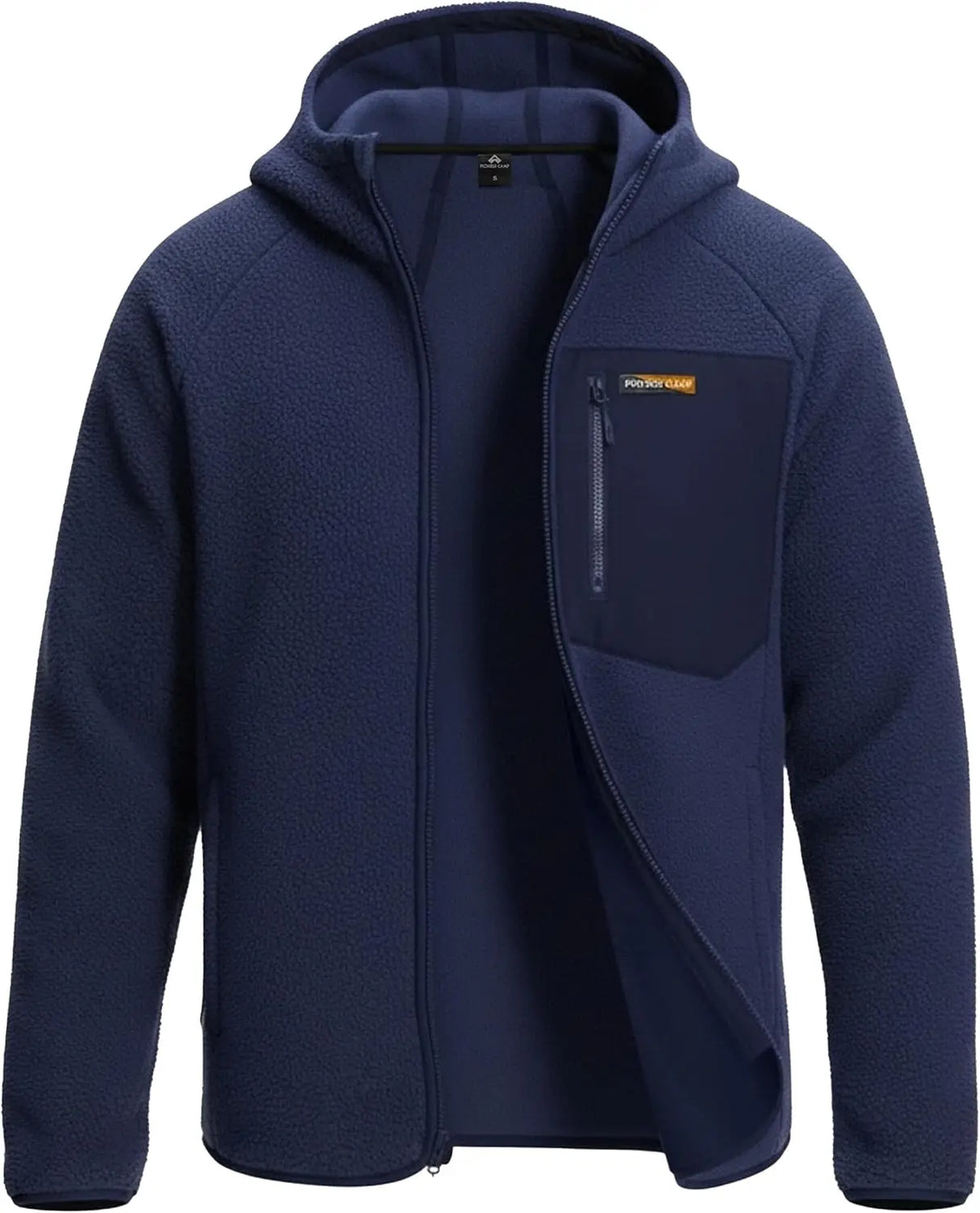 Pioneer Camp Polar Fleece Warm Jacket Men's Winter Hood Chest Pocket Winter Warm Clothing Thick Outwear Coat Hiking Climbing