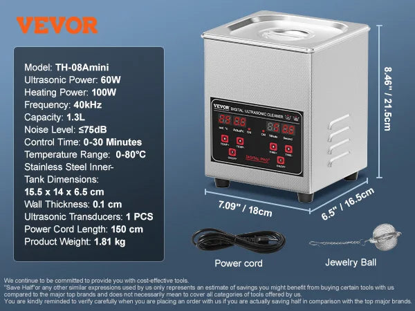 Succebuy Ultrasonic Cleaner Stainless Steel Home Cleaning Appliance