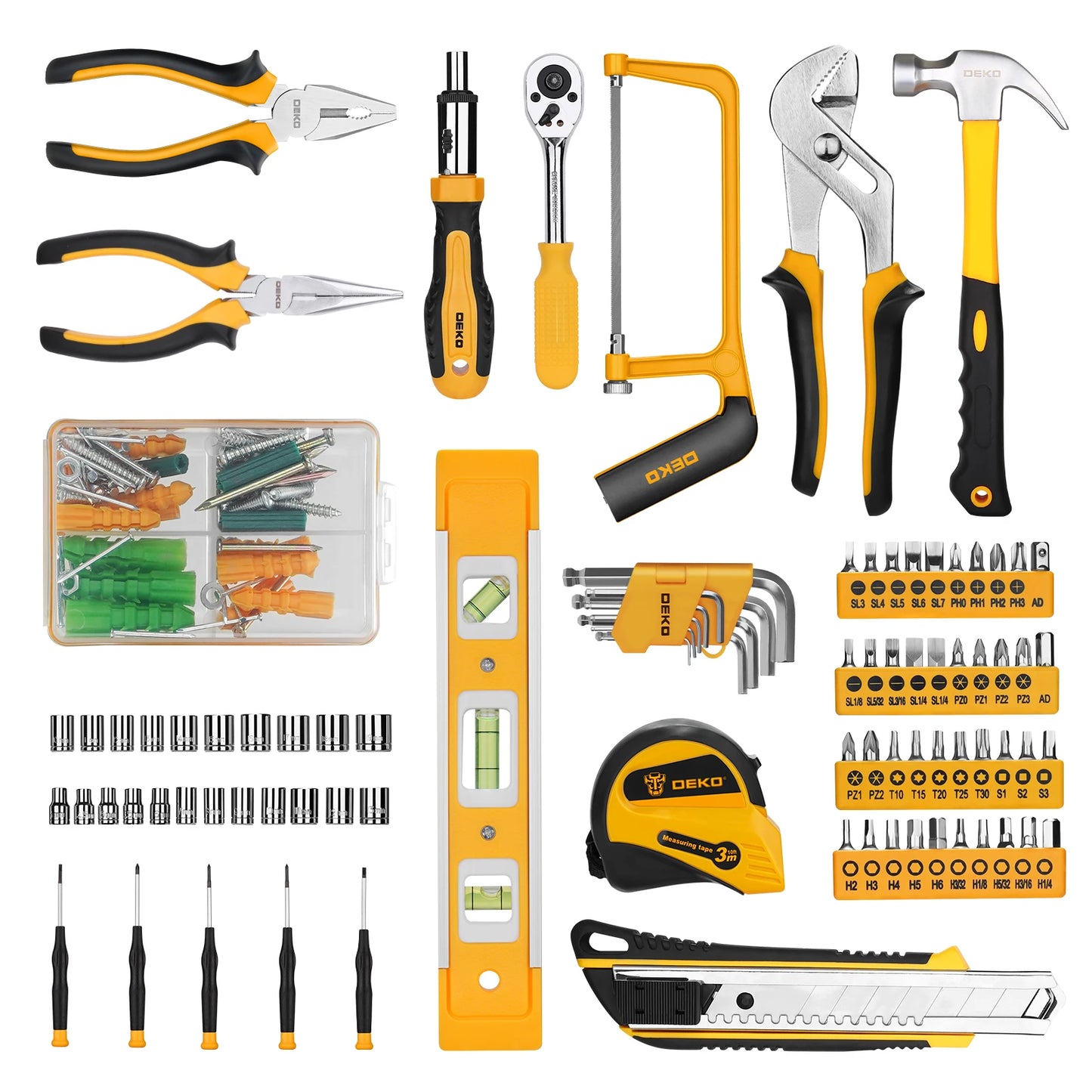 DEKOPRO 228Pcs Socket Wrench Auto Repair Tool Kit Pro
