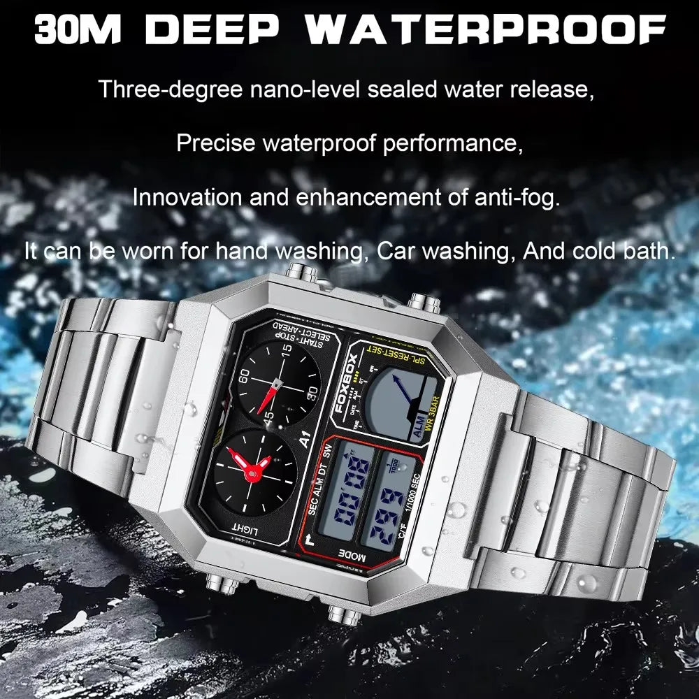 Foxbox Men Digital Watch Luminous Calendar Waterproof Alarm