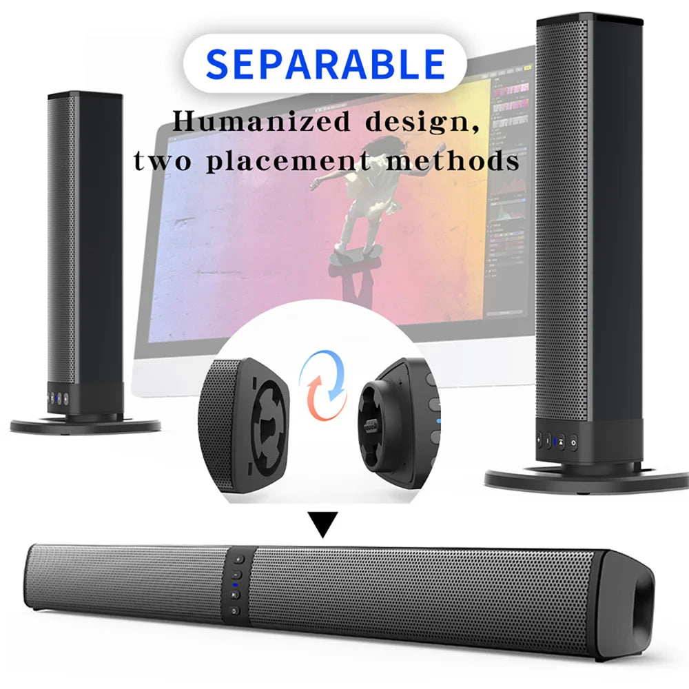 CURUK Wireless Bluetooth TV Sound Bar 2 Speaker System For Home Theater