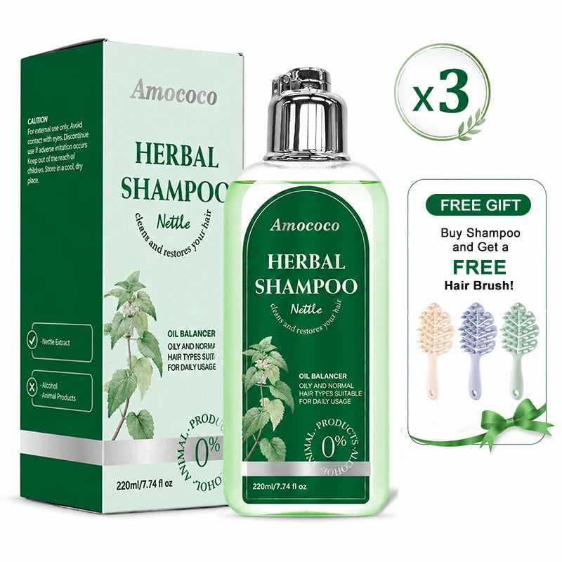 Amococo 3 Piece Nettle Shampoo For Oily Hair Scalp Care
