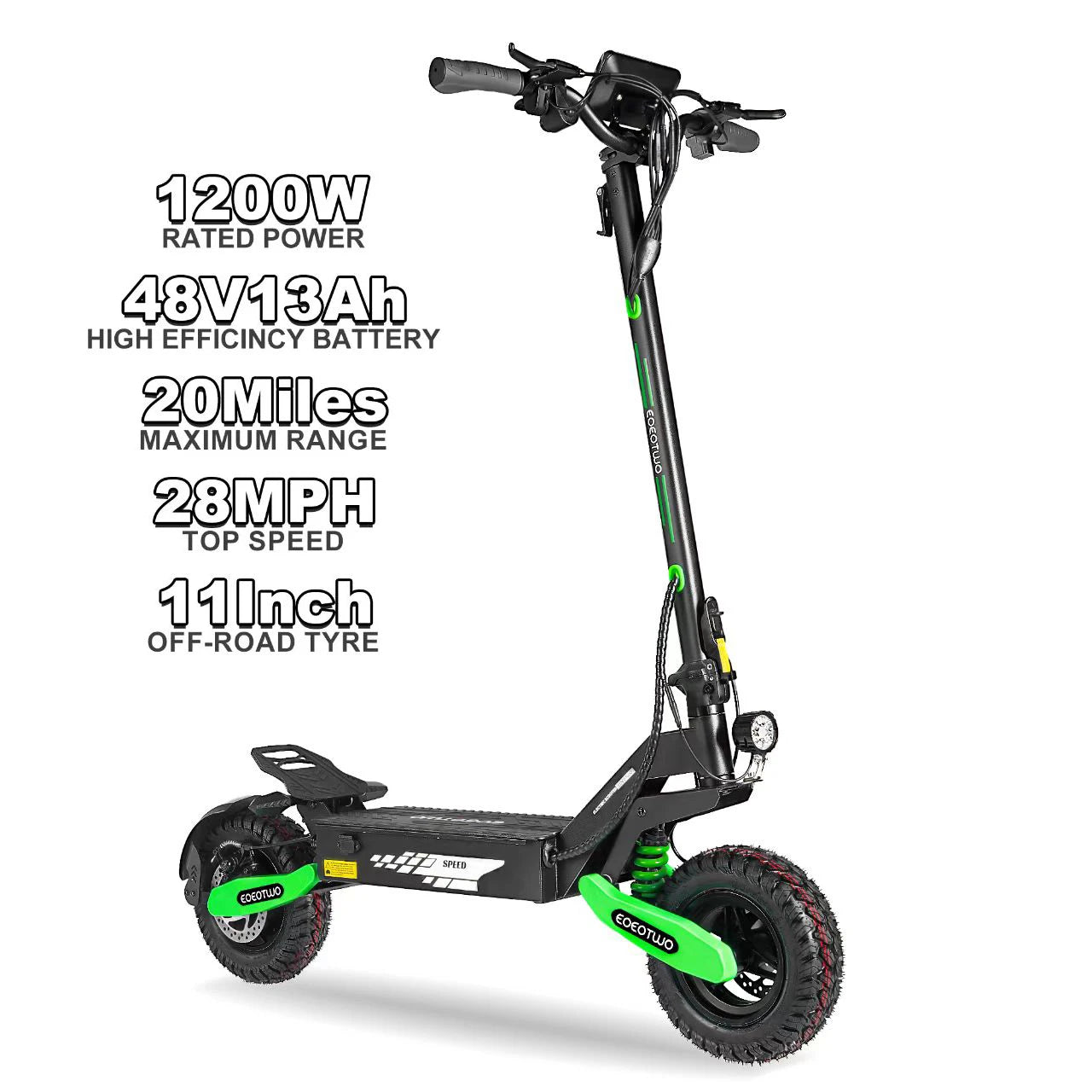 EOEOTWO 1200W Off Road Electric Scooter 48V Long Range 30MPH