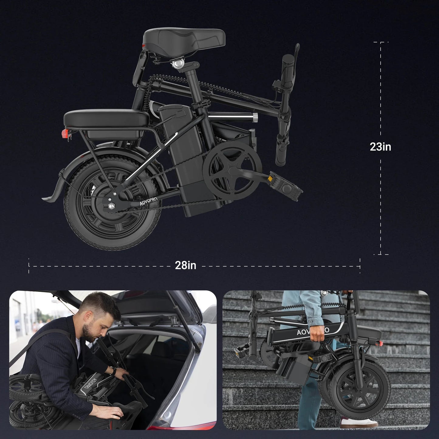 AOVOPRO EB60 Foldable Electric Bike 48V 500W Two Seat
