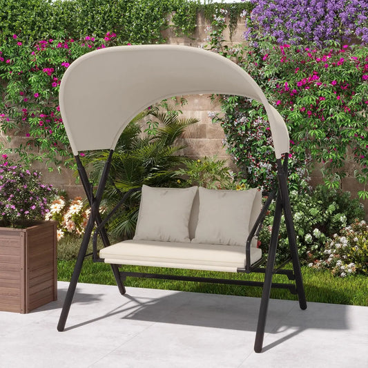 General Use Outdoor Porch Swing Chair With Canopy And Cushions