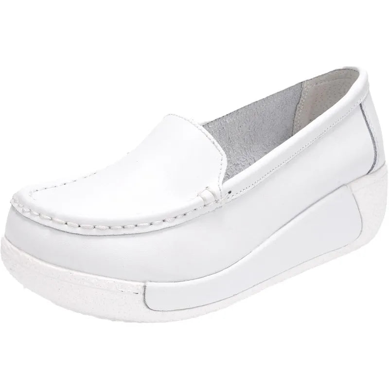 QUNSHENGRUI Women Leather Nursing Shoes Comfortable Work Shoes