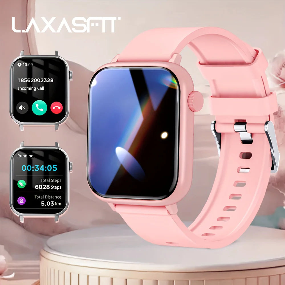 LAXASFIT Waterproof Smartwatch With Bluetooth Calling And Voice Assistant Features
